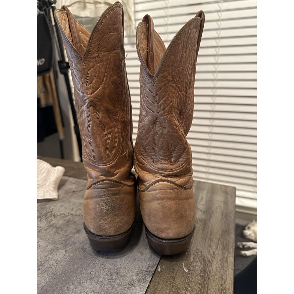 Vintage Nocona Men's 9.5D Tan Leather Western Cowboy Boots Soft Leather - Picture 10 of 13
